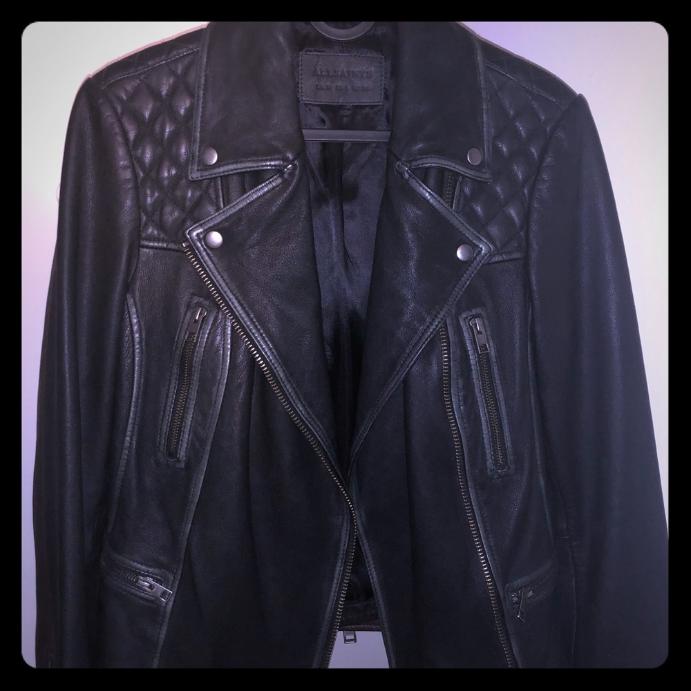 NWOT All Saints Cargo Leather Jacket - US 6/UK 10